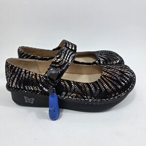 ALEGRIA Paloma Mary Jane Glammo Black/ Copper/Gold Leather Shoes Size 39/9